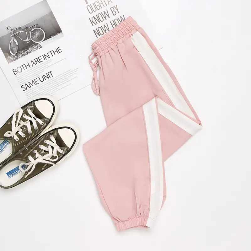 Women Korean Style Loose Spring Ankle Pants Pink - Image 2