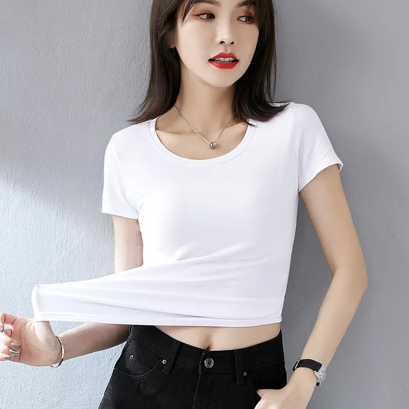 Women Grey Slim Fit T-Shirt Round Neck Short Sleeve - Image 17