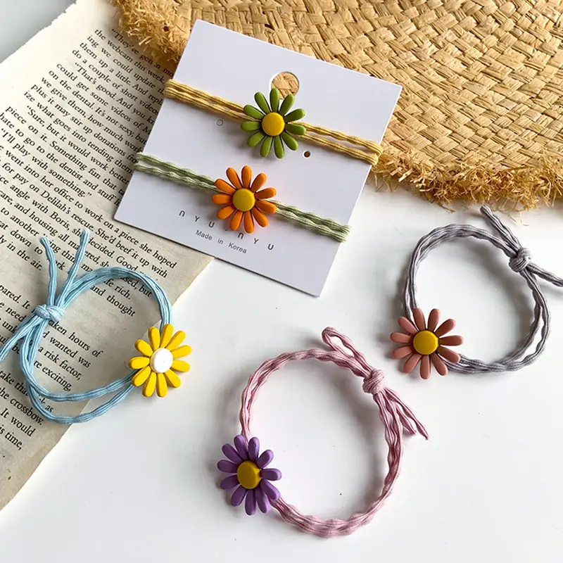Sweet Daisy Hair Rings for Women with Colorful Braids