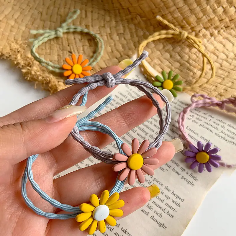 Sweet Daisy Hair Rings for Women with Colorful Braids