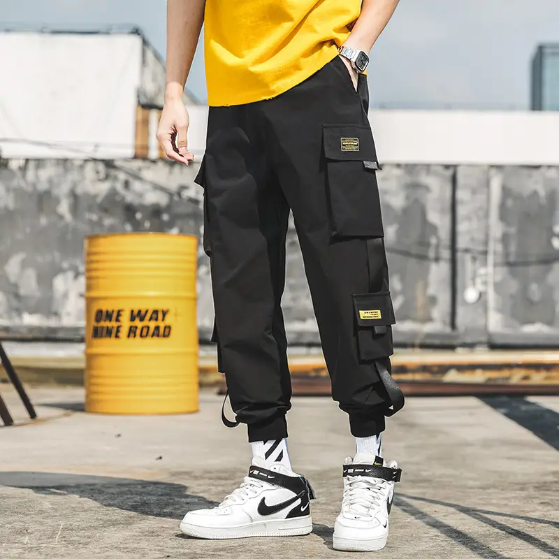 Men's Black Harlan Leg Overalls Casual Pants Spring Autumn - Image 4