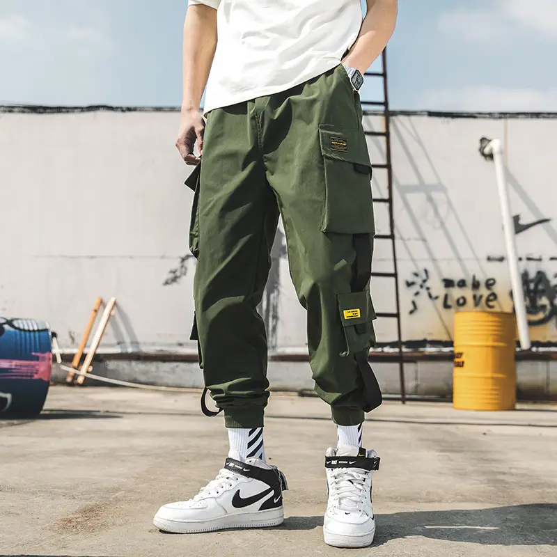 Men's Black Harlan Leg Overalls Casual Pants Spring Autumn - Image 6