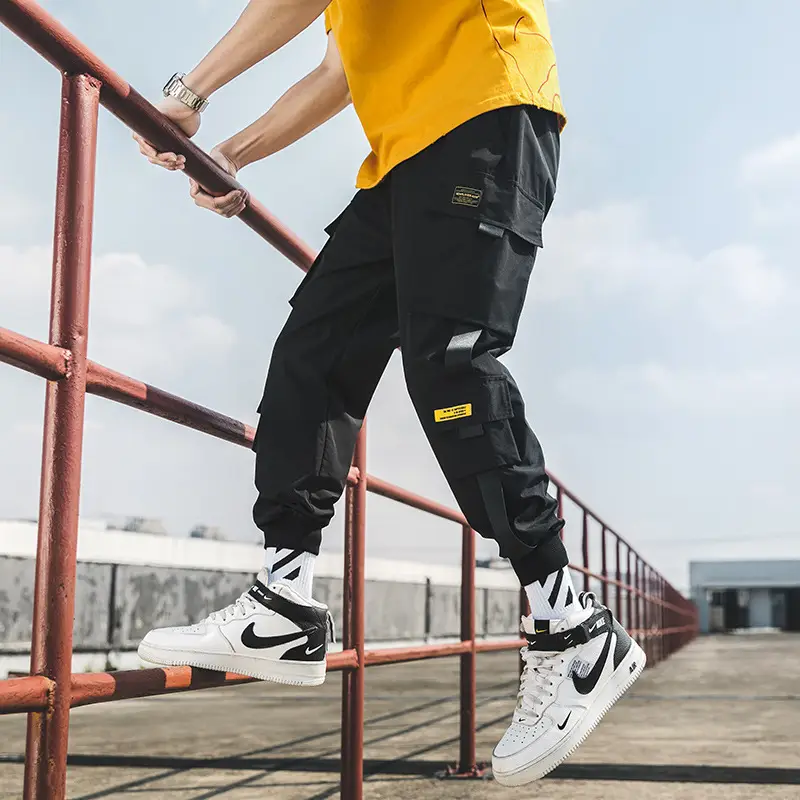 Men's Black Harlan Leg Overalls Casual Pants Spring Autumn - Image 7