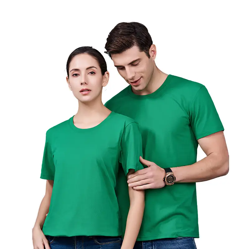 Irish Green Cotton T-Shirt Short Sleeve Round Neck