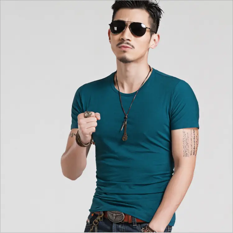 Men Navy V-Neck T-Shirt 9.9 Free - Image 12