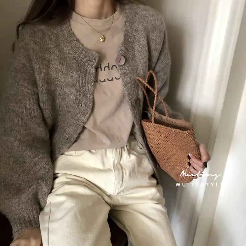 Women Letter Print Long Sleeve T-Shirt Brown Plus Size — feature 8