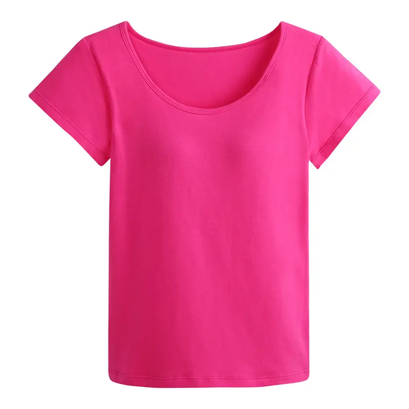 Women Blue Round Neck T-Shirt No Bra Needed