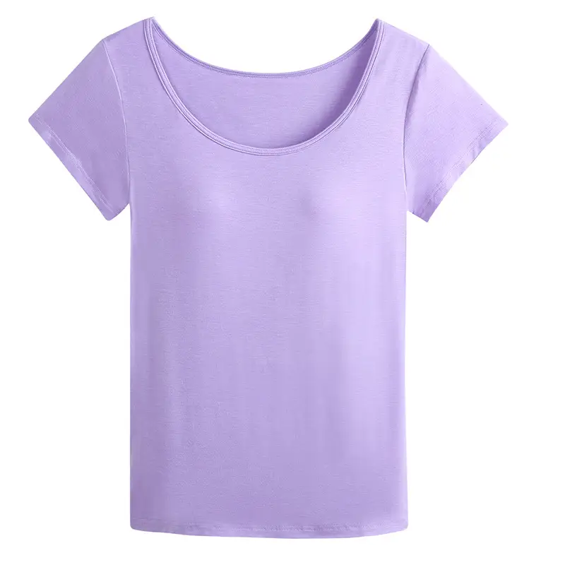 Women Blue Round Neck T-Shirt No Bra Needed