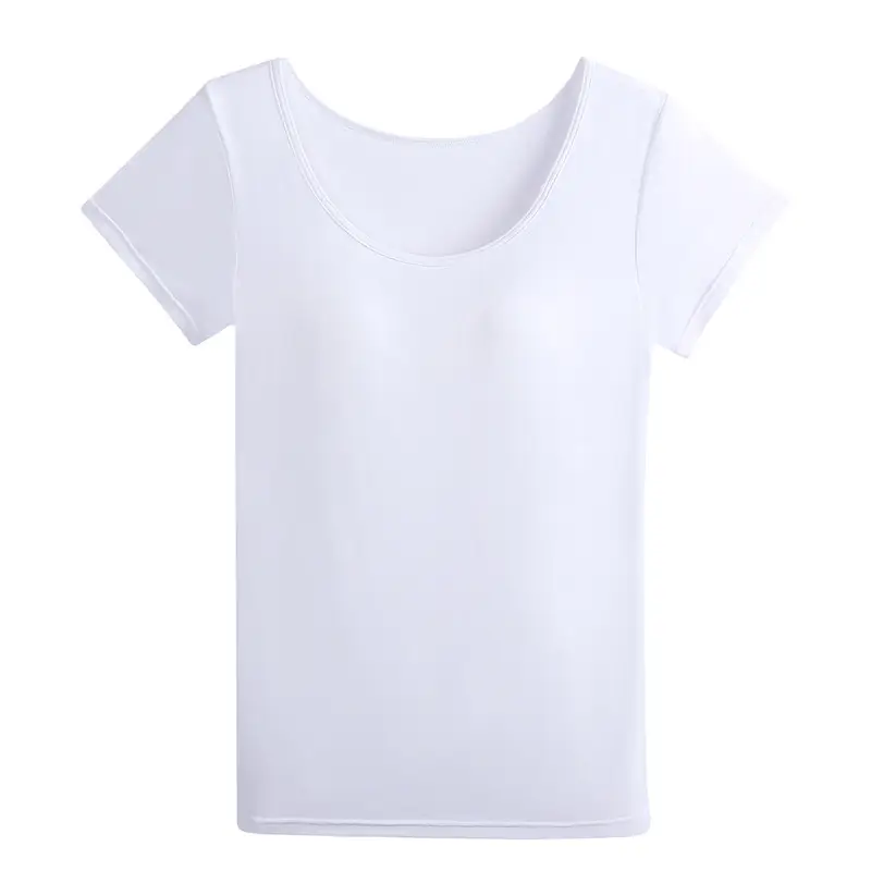 Women Blue Round Neck T-Shirt No Bra Needed