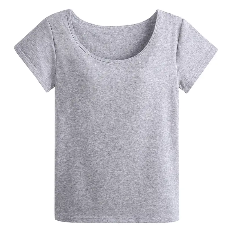 Women Blue Round Neck T-Shirt No Bra Needed