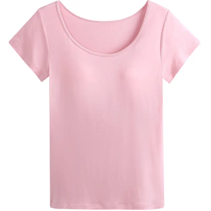 Women Blue Round Neck T-Shirt No Bra Needed