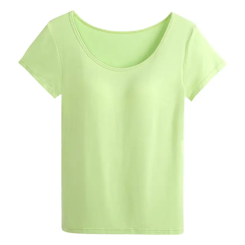 Women Blue Round Neck T-Shirt No Bra Needed