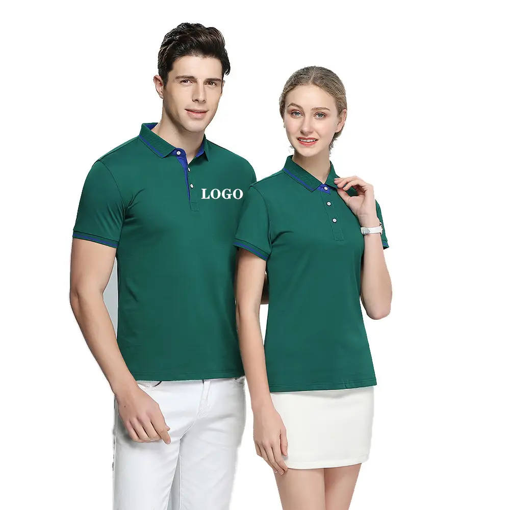 Men Green Polo Shirt with Logo Embroidery