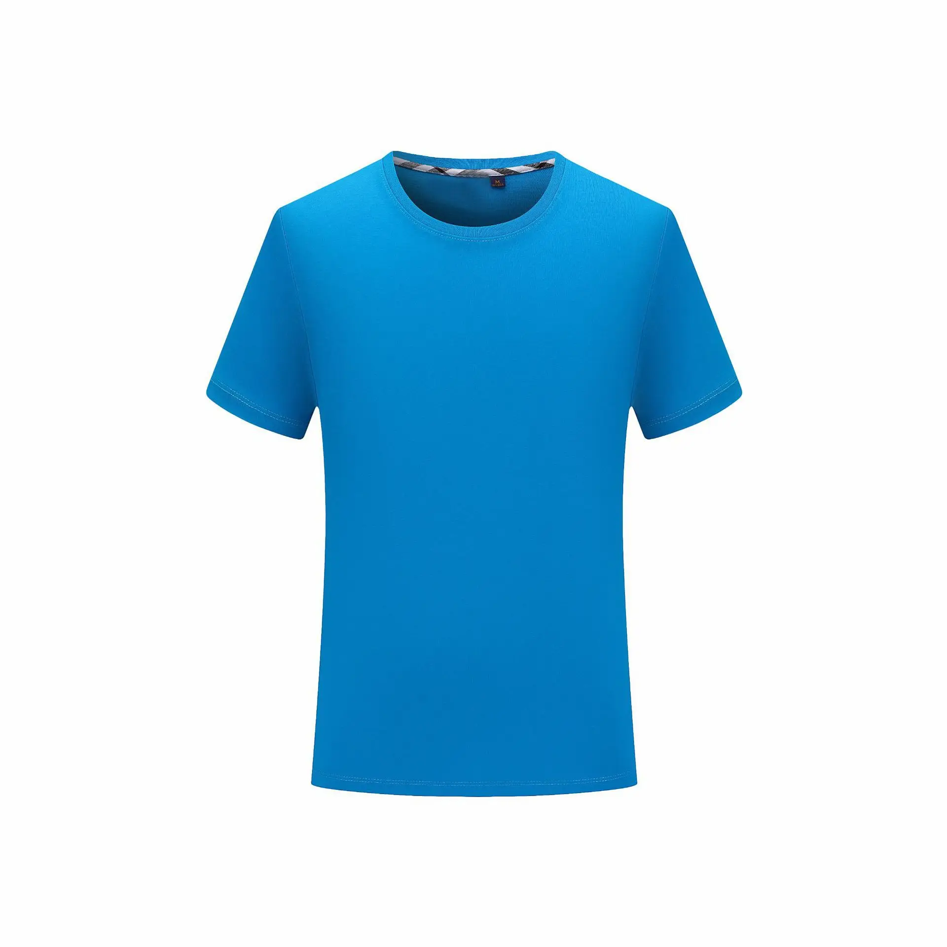 Summer Cotton Round Neck T-Shirt White Blue Red