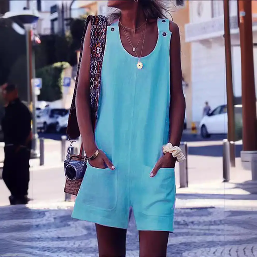 Women's 2020 Summer Tank Top Shorts Set Turquoise - Image 9