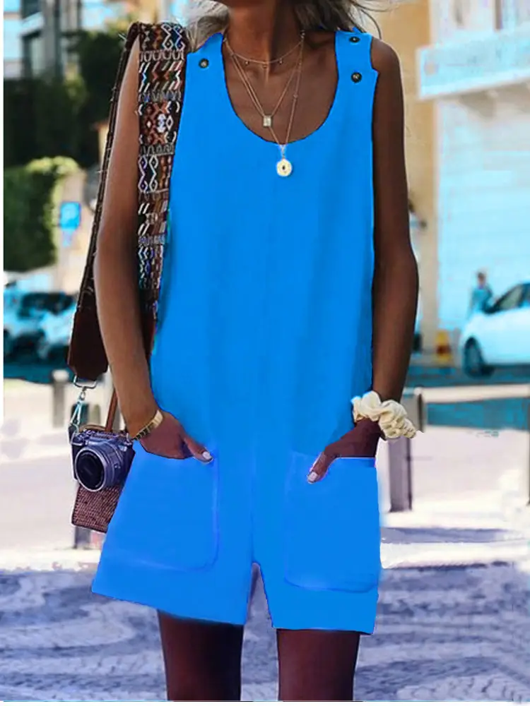Women's 2020 Summer Tank Top Shorts Set Turquoise - Image 5