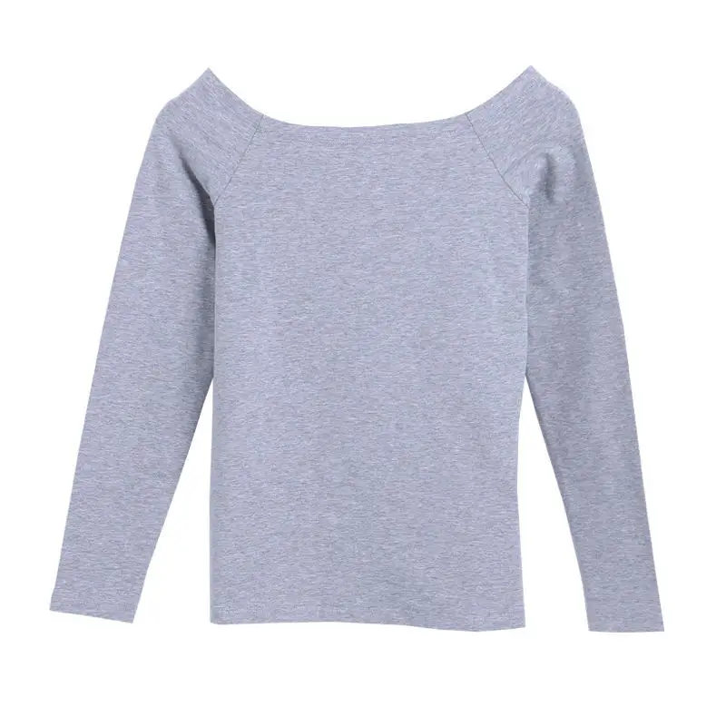 Black 2020 Women's Cotton One-Line Collar Top - Image 2
