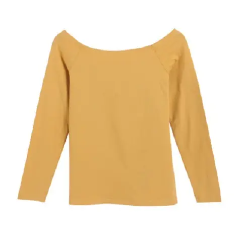 Black 2020 Women's Cotton One-Line Collar Top - Image 3