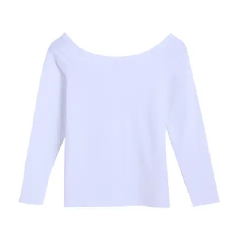 Black 2020 Women's Cotton One-Line Collar Top - Image 4