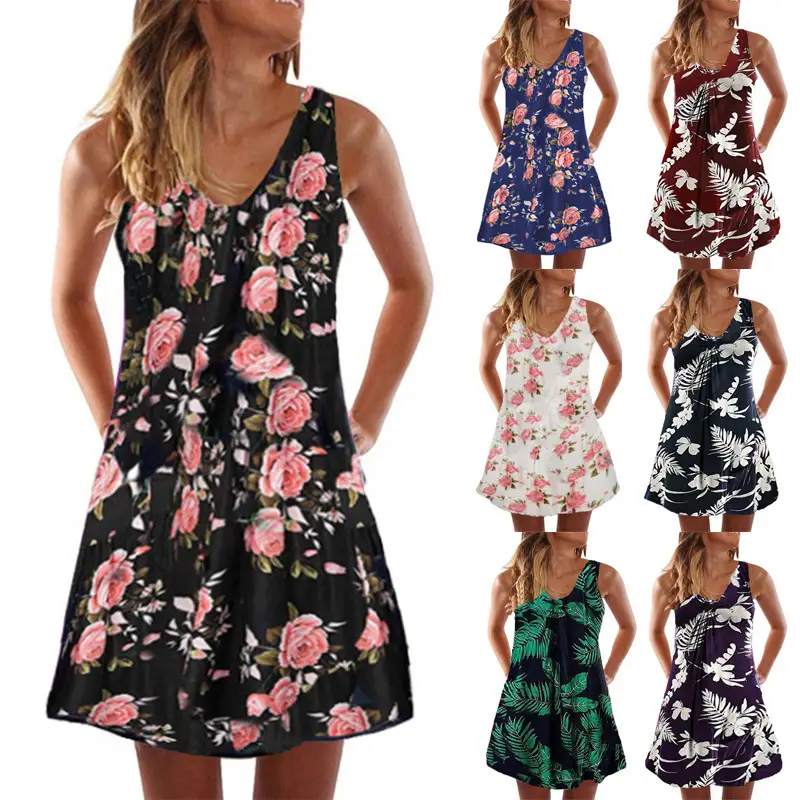 Women Floral Pink Skirt Summer Dress 2021