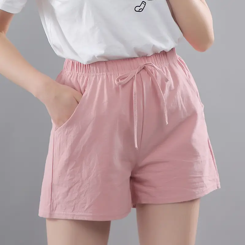 Women Pink Cotton Drawstring Shorts Casual Wear - Image 8