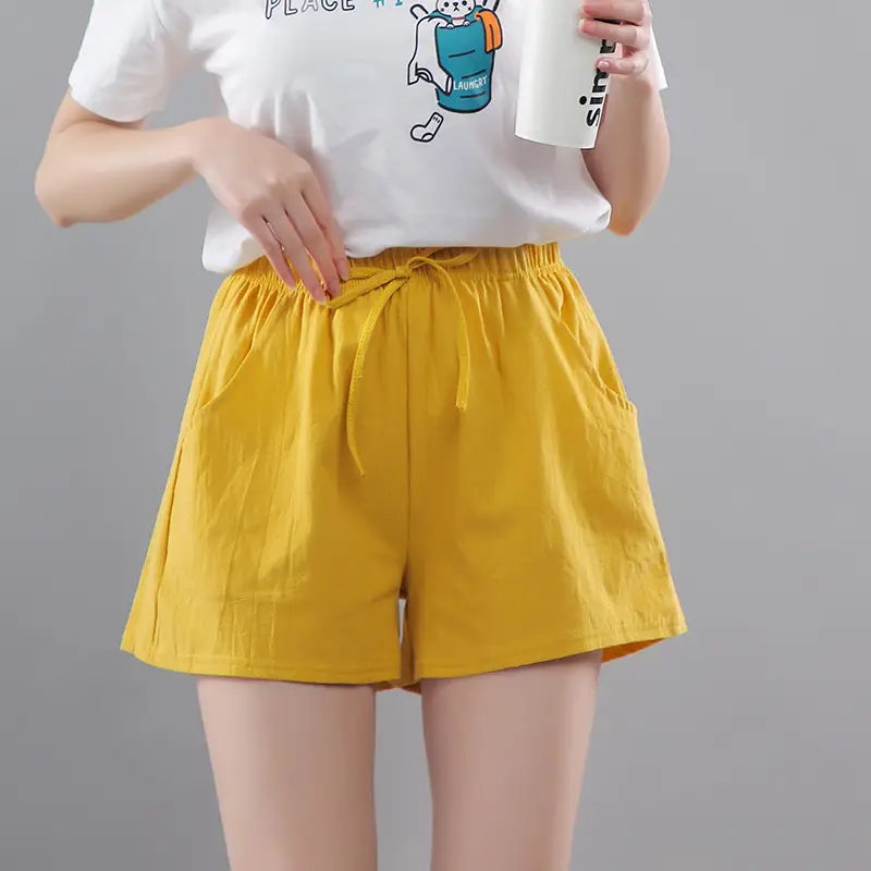 Women Pink Cotton Drawstring Shorts Casual Wear - Image 2