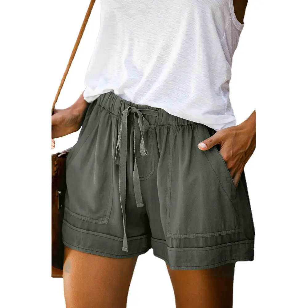 Women Orange High Waist Casual Shorts 2021 - Image 14
