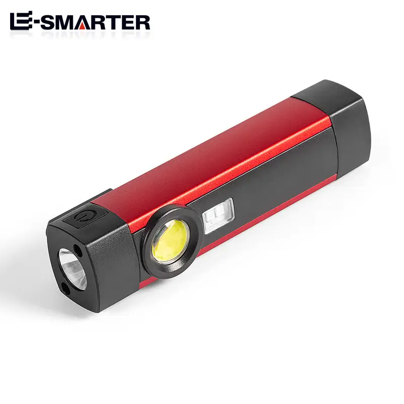 USB Rechargeable COB Flashlight Red Black Portable Emergency Light - Image 2
