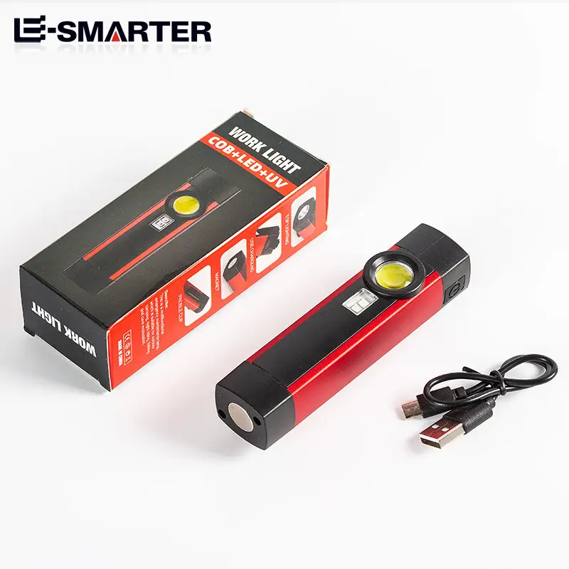 USB Rechargeable COB Flashlight Red Black Portable Emergency Light - Image 5