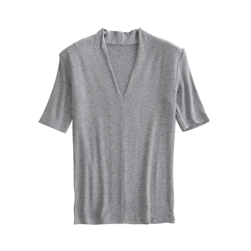 Black V-Neck Slim Fit Short Sleeve Top - Image 11