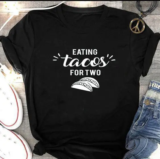 Pink T-Shirt "Eating Tacos For Two" Short Sleeve - Image 2