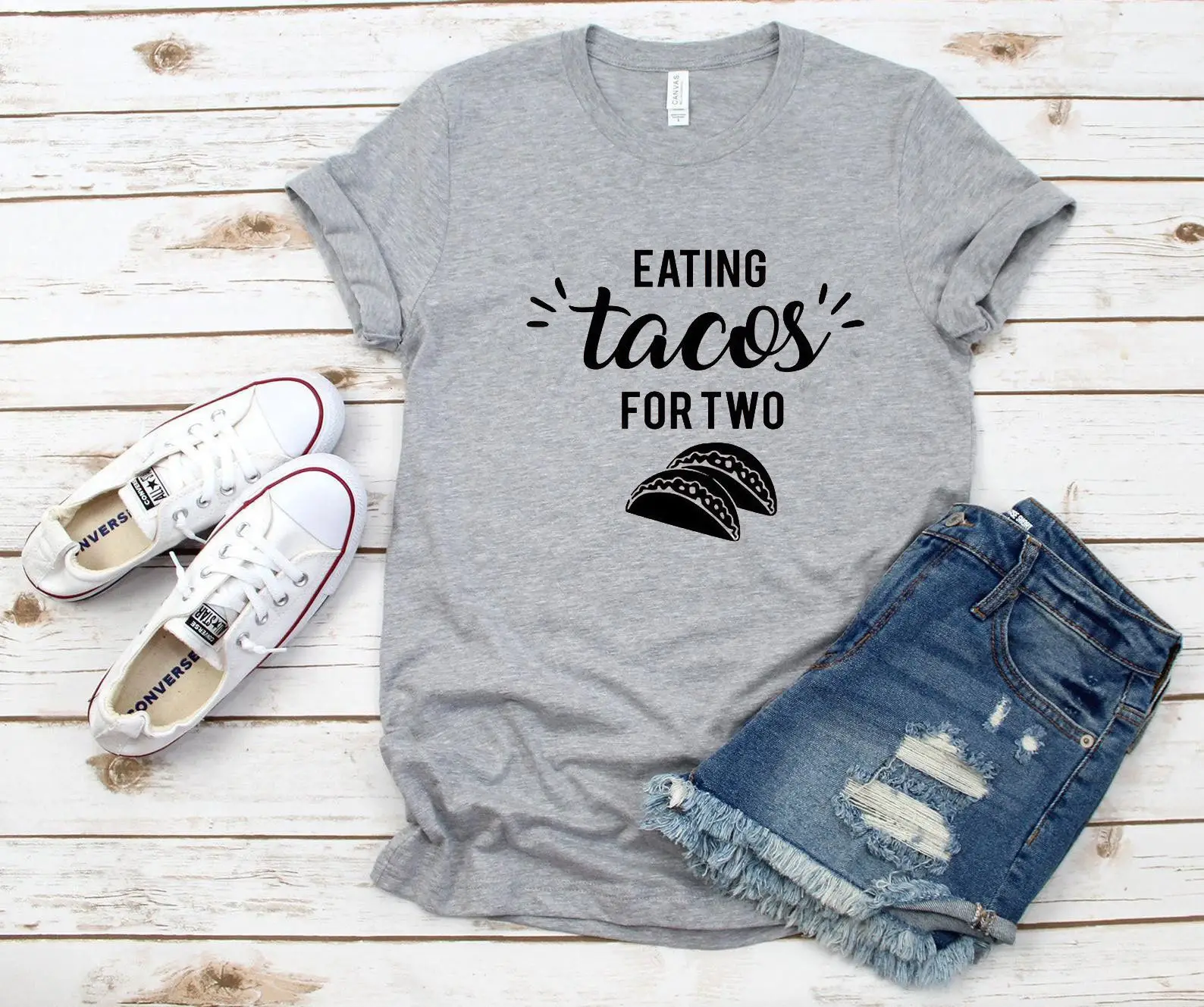 Pink T-Shirt "Eating Tacos For Two" Short Sleeve - Image 3