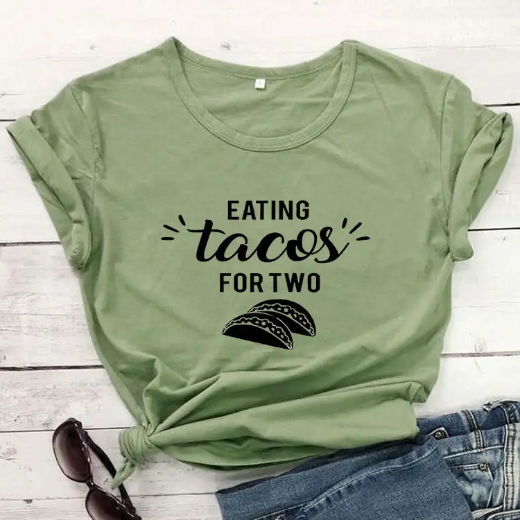 Pink T-Shirt "Eating Tacos For Two" Short Sleeve - Image 4