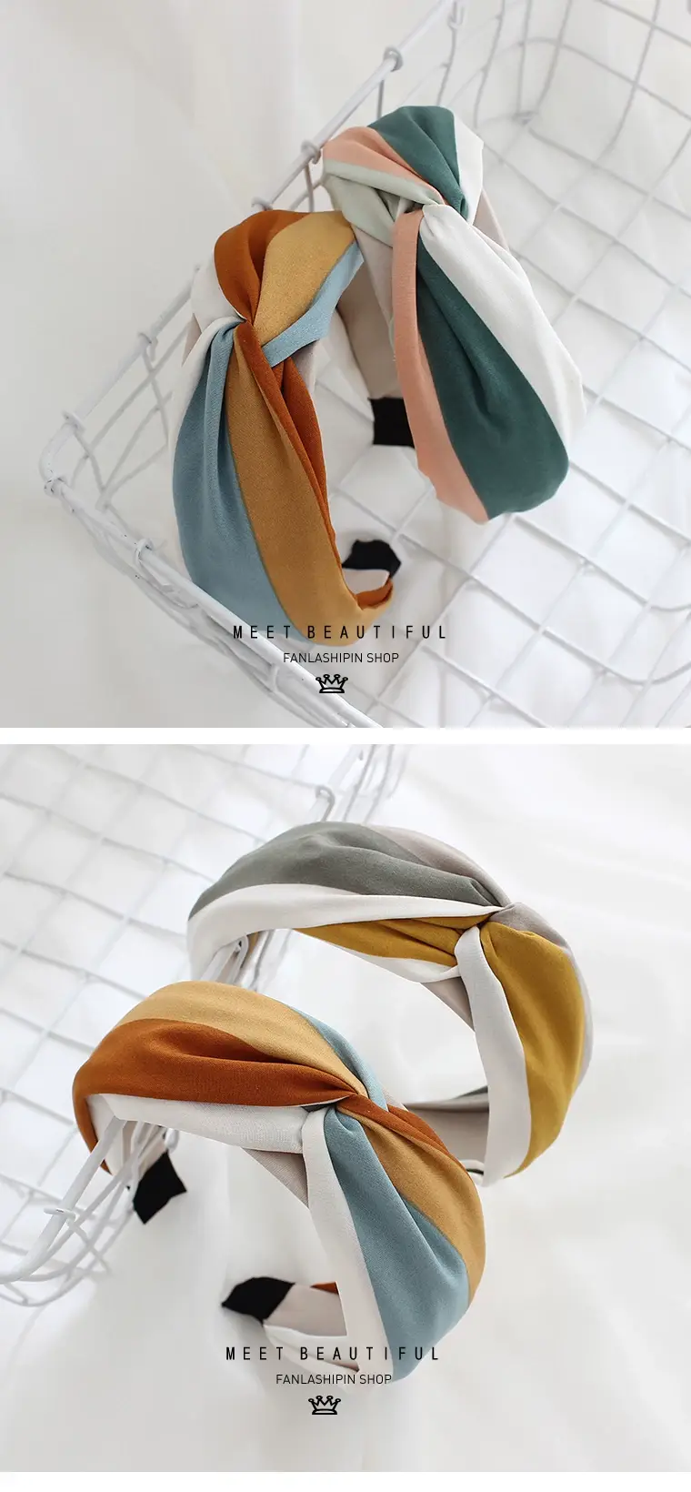 Women's Cross Pressed Hair Hoop Yellow Grey Wide Strap — feature 28