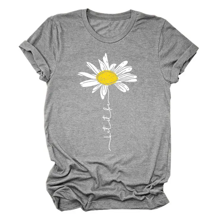 Blue Daisy Letter T-Shirt for Women - Image 2