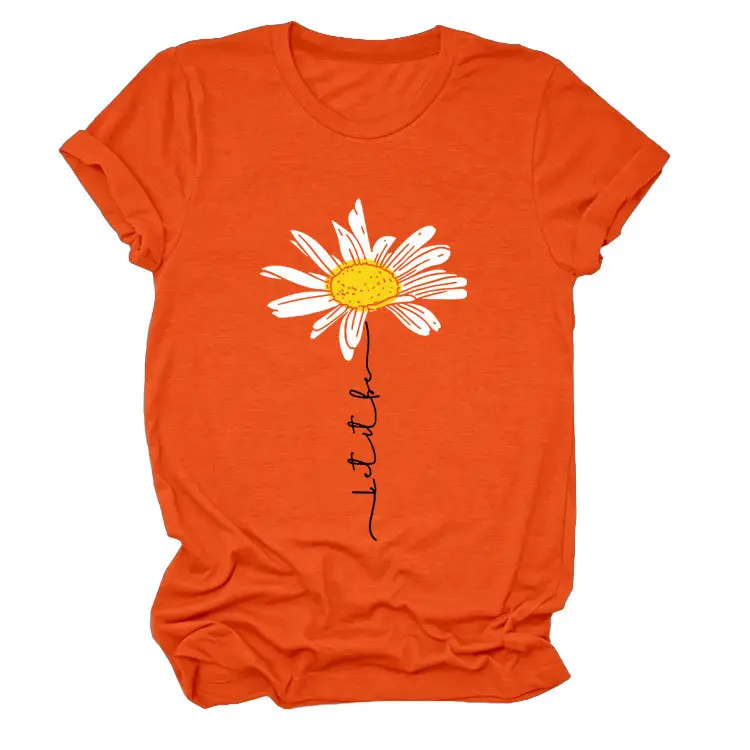 Blue Daisy Letter T-Shirt for Women - Image 26