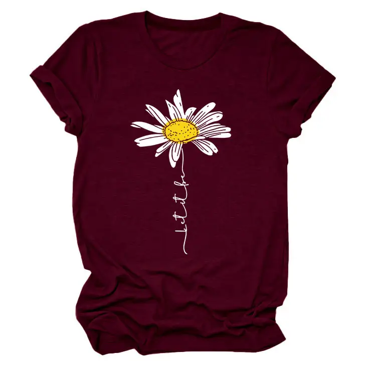 Blue Daisy Letter T-Shirt for Women - Image 3