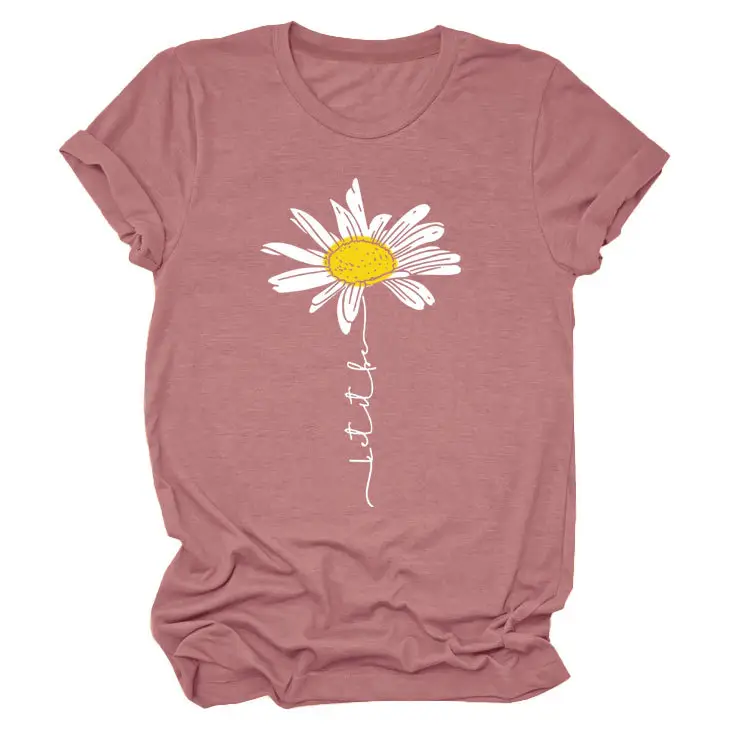 Blue Daisy Letter T-Shirt for Women - Image 4