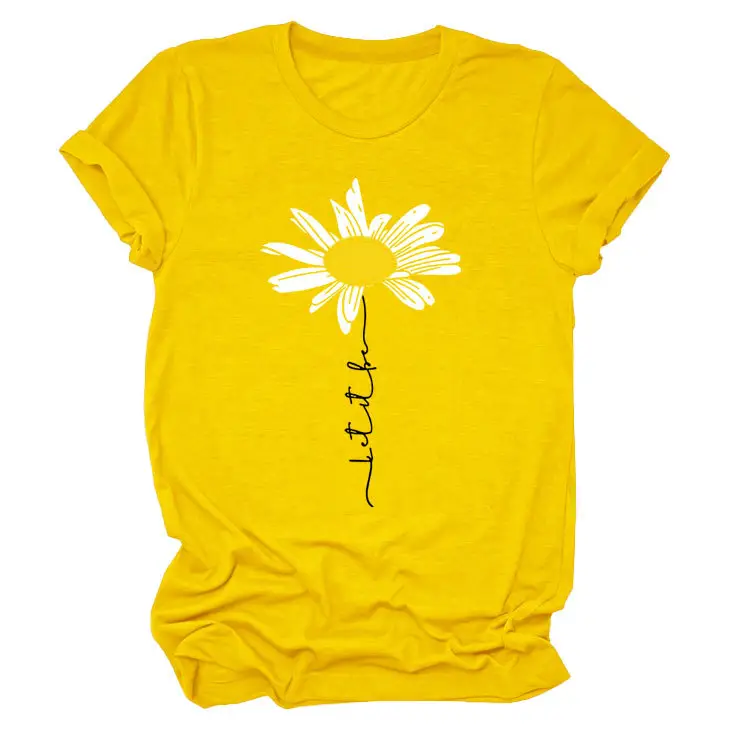 Blue Daisy Letter T-Shirt for Women - Image 6