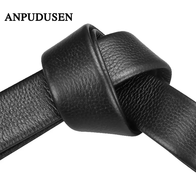 Men's Black Genuine Leather Wide Buckle Belt - Image 8