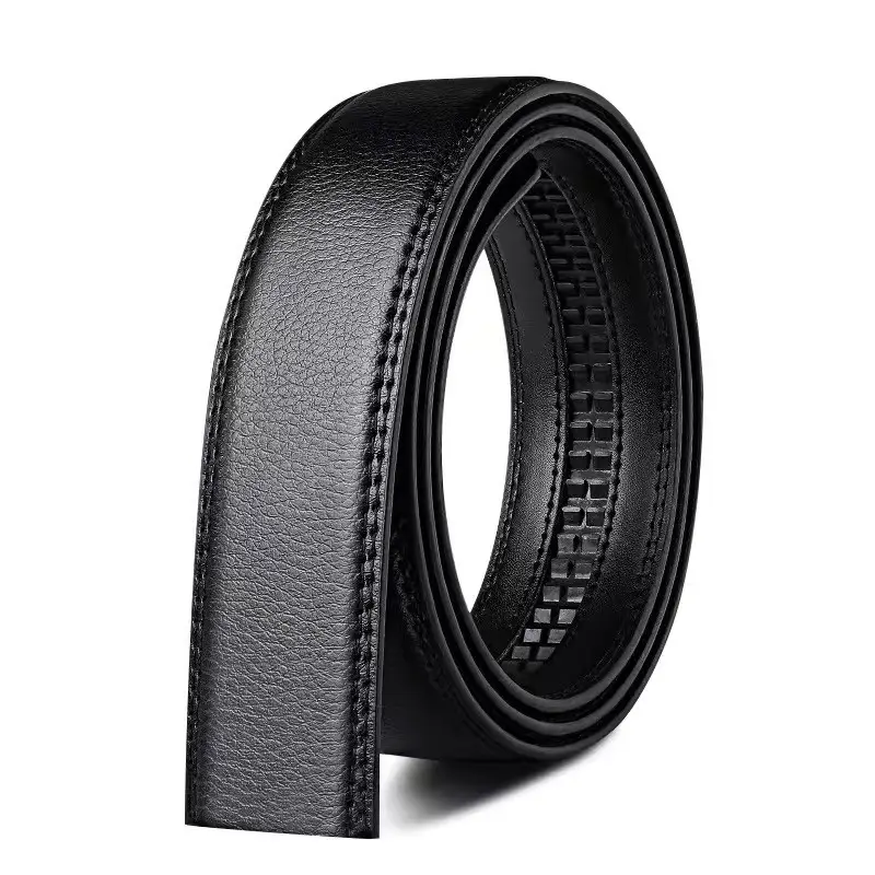 Men's Black Genuine Leather Wide Buckle Belt - Image 2
