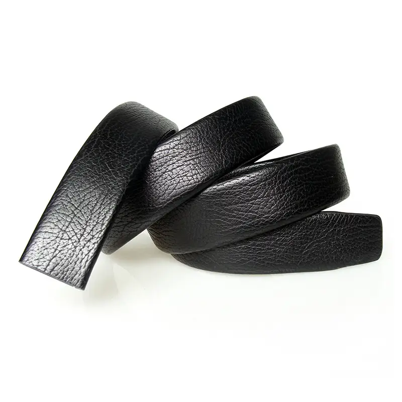 Men's Black Genuine Leather Wide Buckle Belt - Image 3