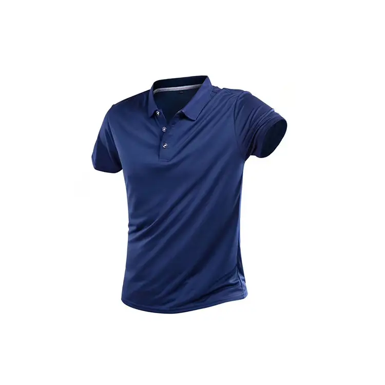 Men Blue Sports Polo T-Shirt with Lapel Collar - Image 14