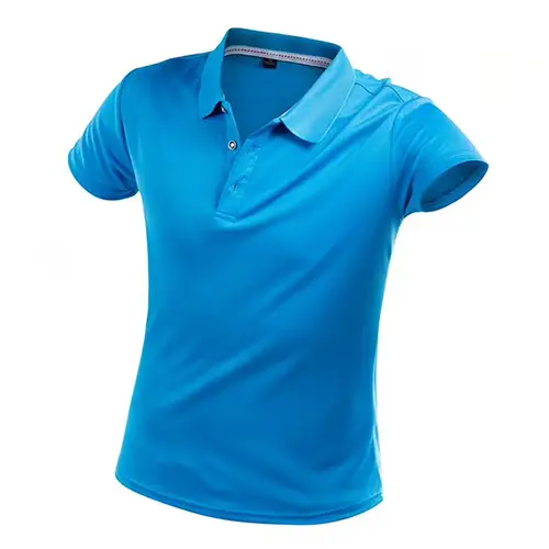 Men Blue Sports Polo T-Shirt with Lapel Collar - Image 9