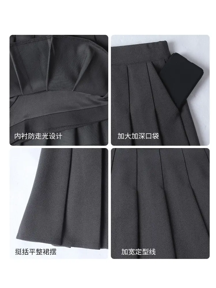 White Xiangmei Pleated Skirt Summer Elastic Waist - Image 22
