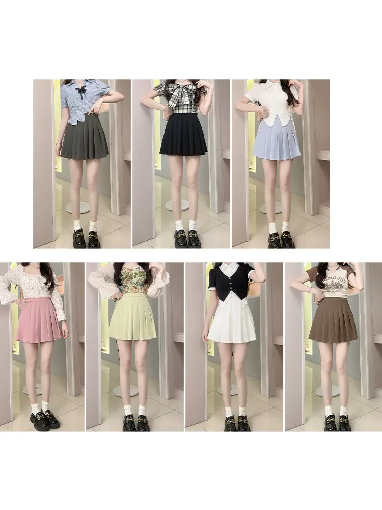 White Xiangmei Pleated Skirt Summer Elastic Waist - Image 23