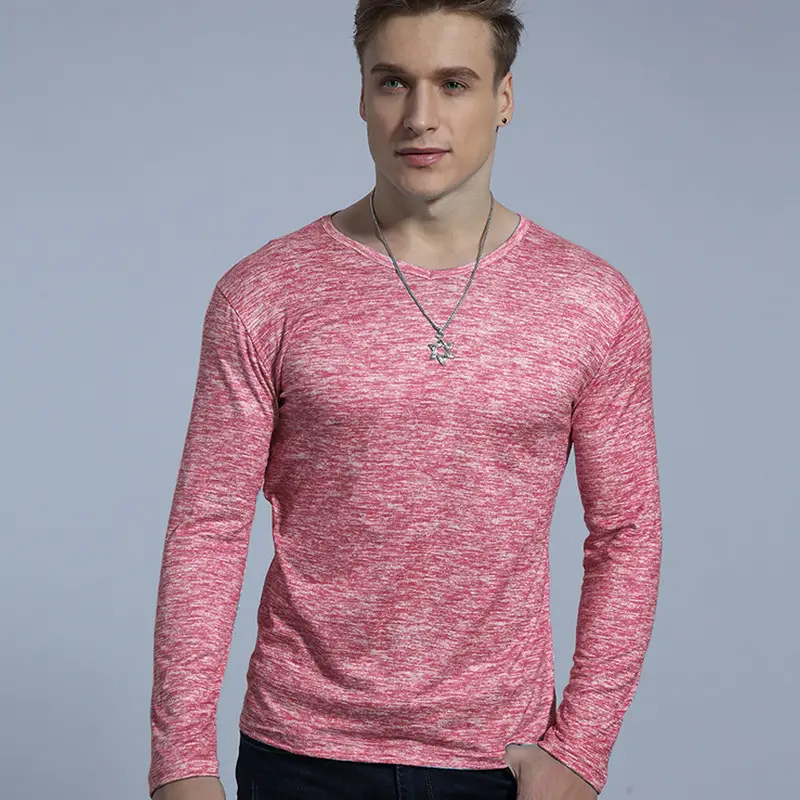 Men Marbled Long Sleeve T-Shirt Grey White - Image 9
