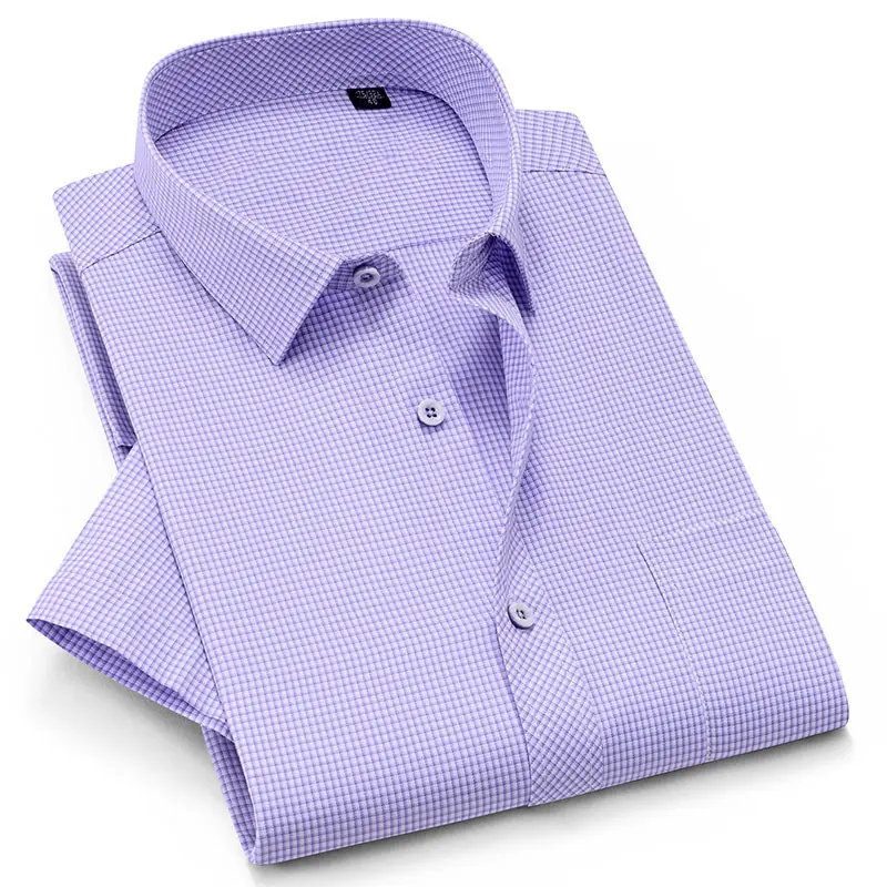 Men's Lavender Cotton Short Sleeve Shirt 2020 - Image 3