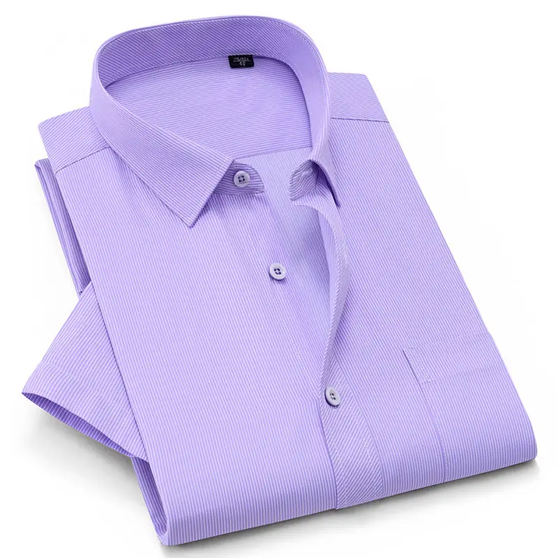 Men's Lavender Cotton Short Sleeve Shirt 2020 - Image 7