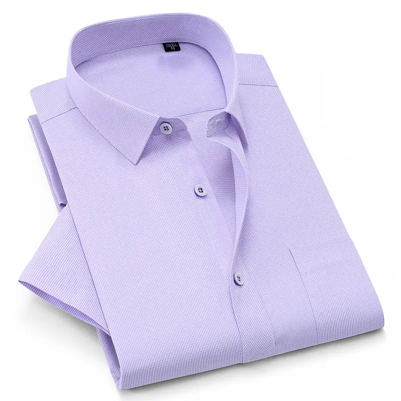 Men's Lavender Cotton Short Sleeve Shirt 2020 - Image 9